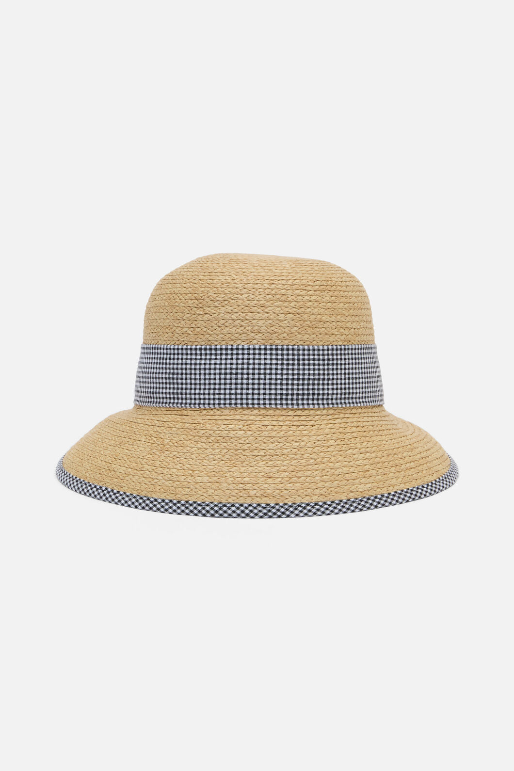 Princess Highway - Gingham Trim Straw Hat - natural