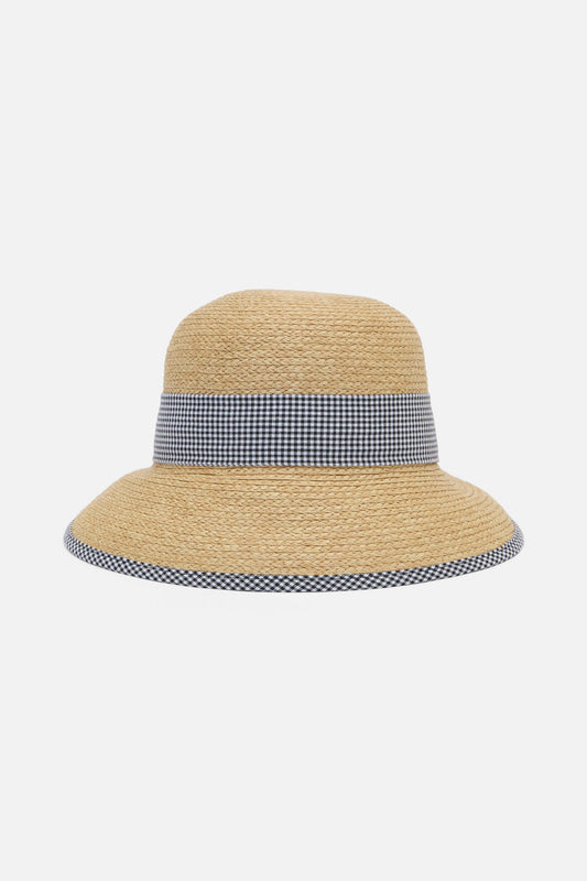 Princess Highway - Gingham Trim Straw Hat - natural