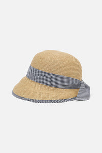 Princess Highway - Gingham Trim Straw Hat - natural