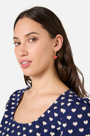 Princess Highway - Red Heart Sleeper Earrings - gold
