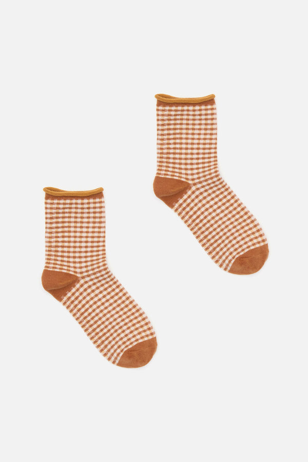 Princess Highway - Mustard Check Ankle Sock - mustard