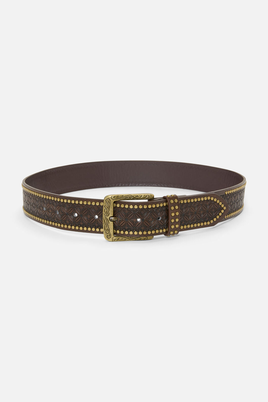 Princess Highway - Chocolate Embossed Stud Belt - chocolate