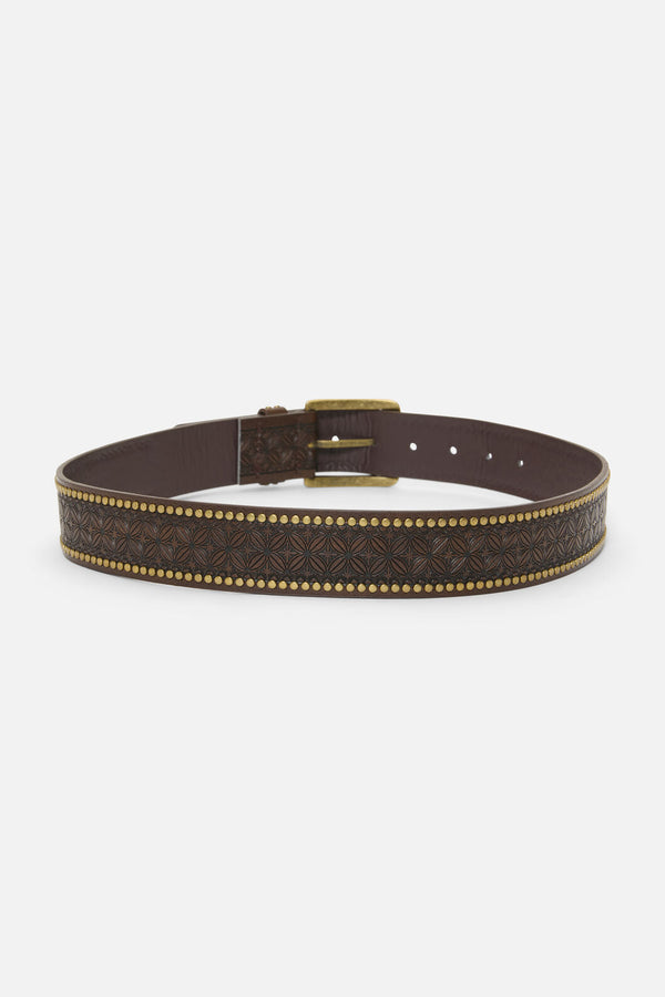 Princess Highway - Chocolate Embossed Stud Belt - chocolate