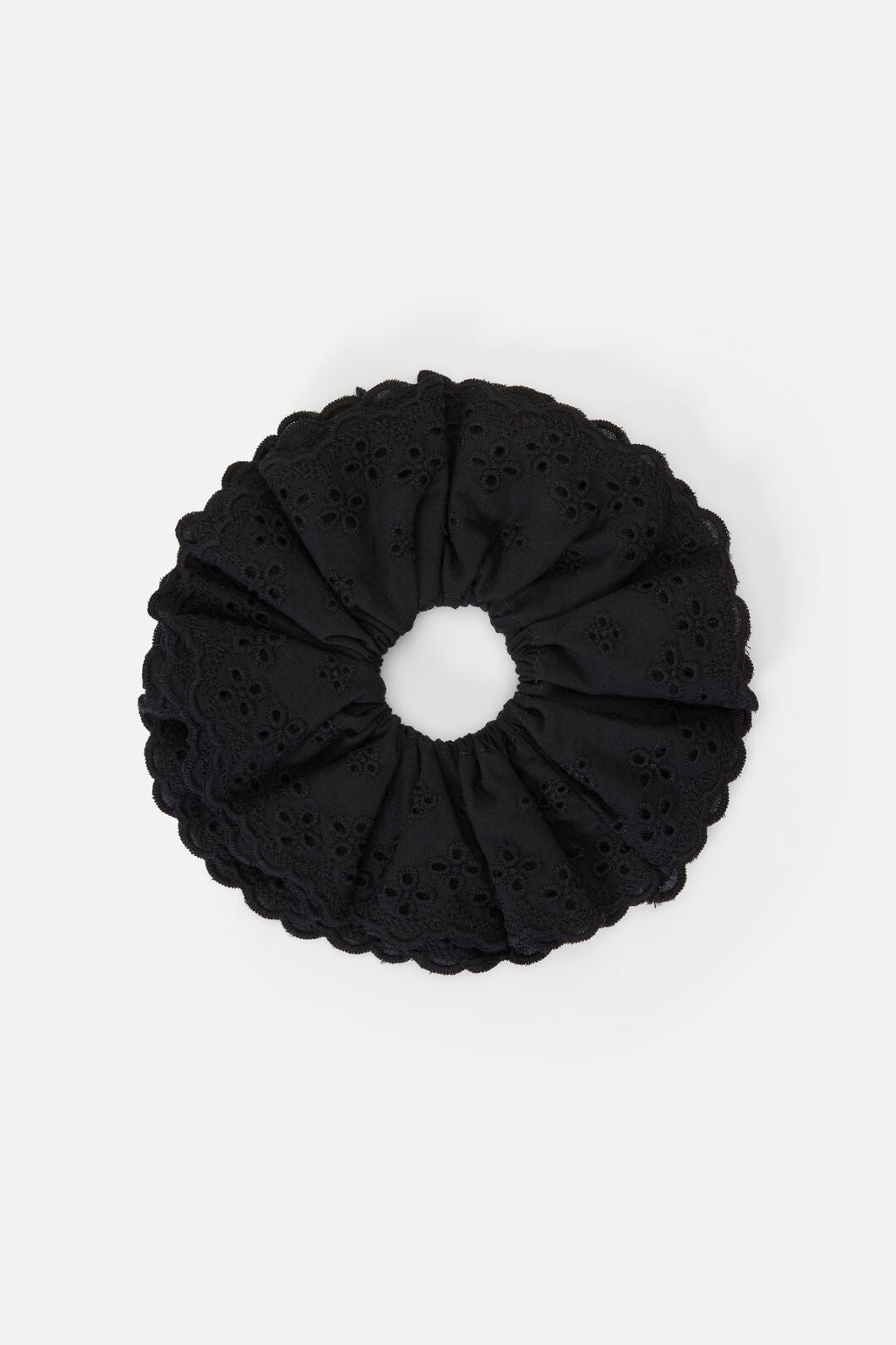 Princess Highway - Black Broderie Scrunchie - black