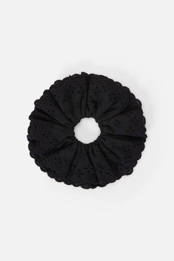 Princess Highway - Black Broderie Scrunchie - black