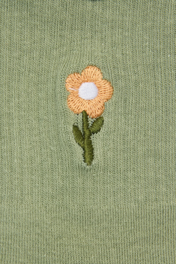 Princess Highway - Mint Embroidered Daisy Sock - mint