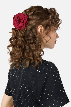 Princess Highway - Dark Red Rose Claw Clip - dark-red