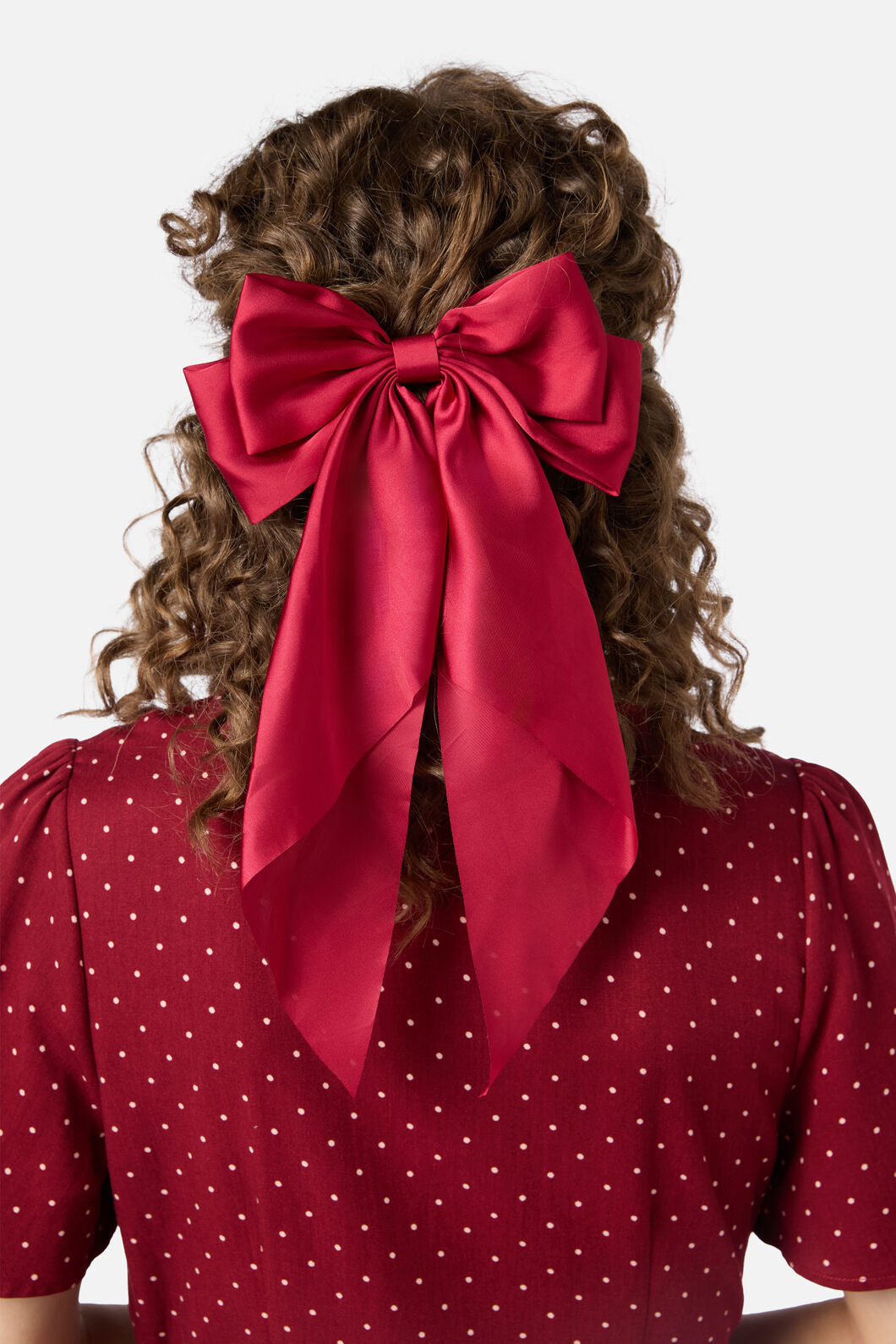 Princess Highway - Satin Bow Barrette Hair Clip - dark-red