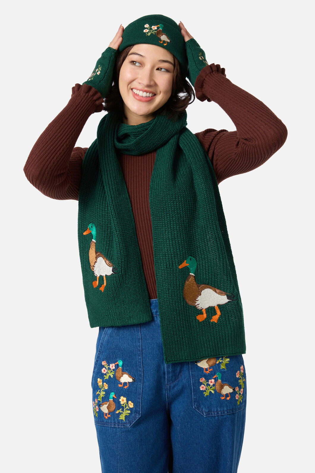 Princess Highway - Duck Embroidered Beanie - green