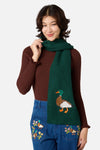 Princess Highway - Duck Embroidered Knit Scarf - green