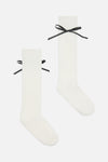 Princess Highway - White Knee High Bow Socks - white