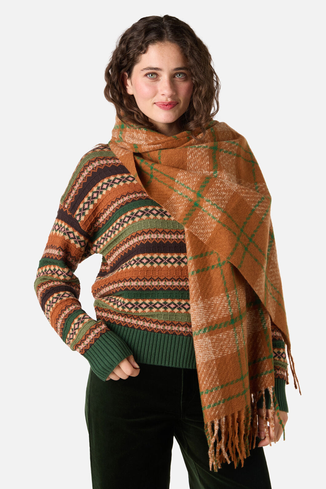Princess Highway - Tan Check Scarf - tan