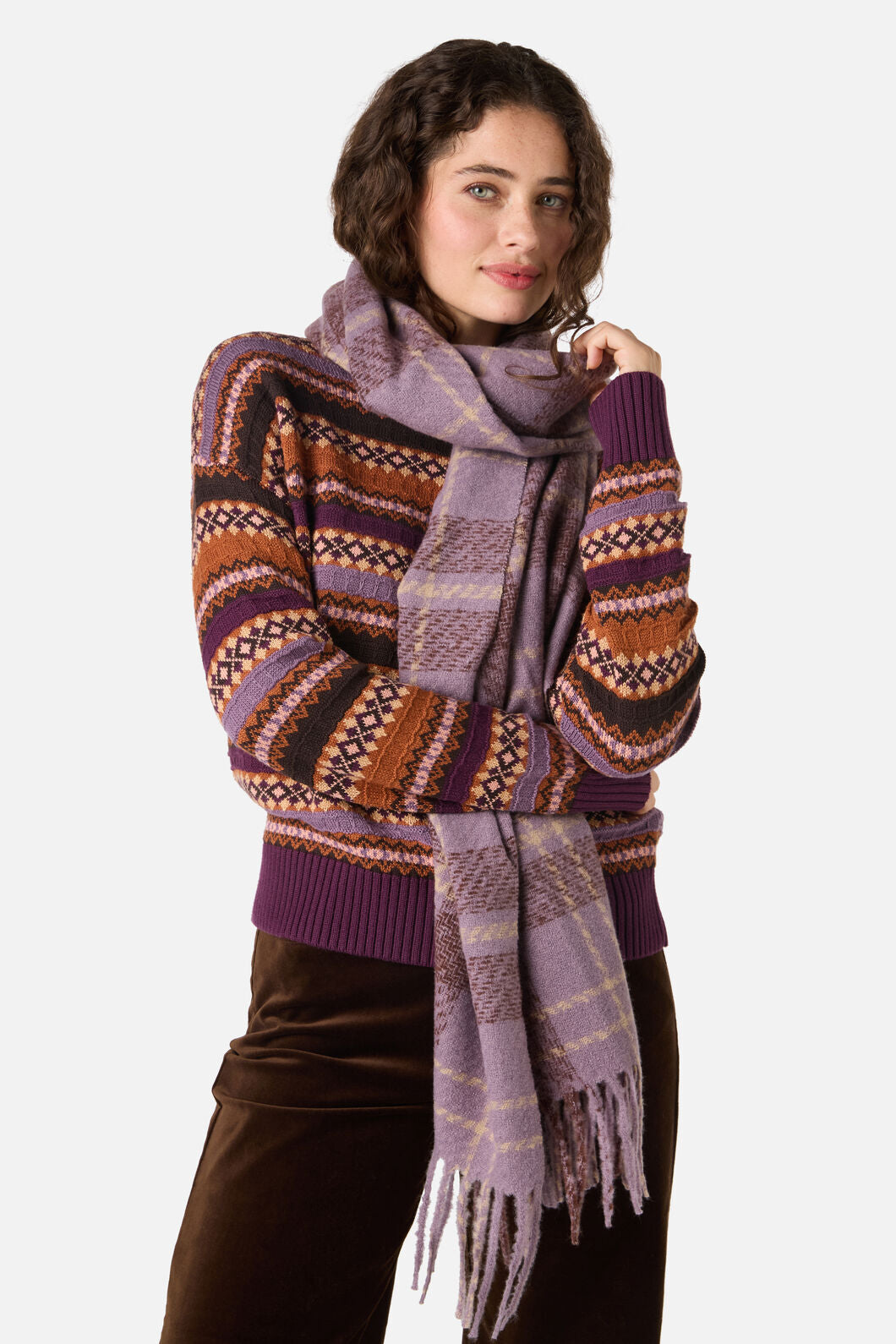 Princess Highway - Lilac Check Scarf - lilac