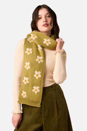 Princess Highway - Daisy Knit Scarf - green