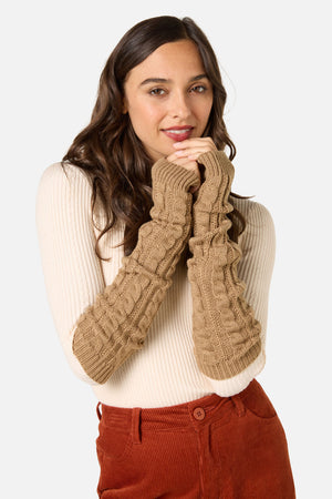 Princess Highway - Tan Long Fingerless Gloves - tan