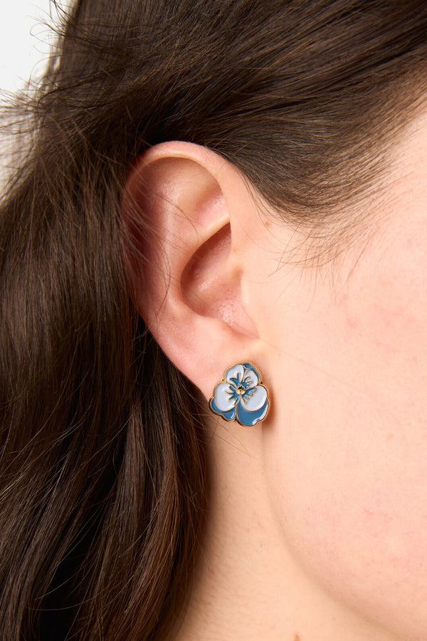 Princess Highway - Iris Pansy Stud Earrings - blue