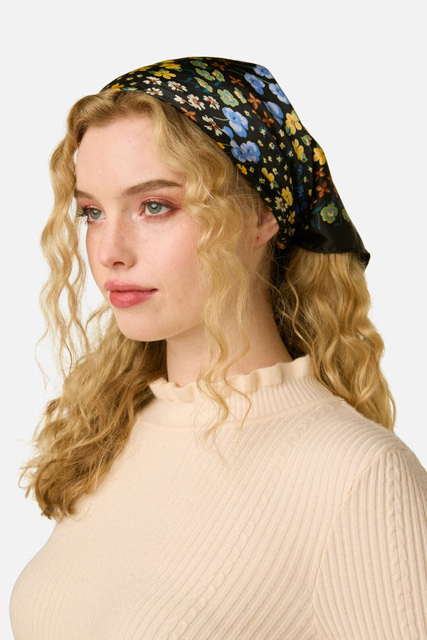 Princess Highway - Iris Ditsy Satin Scarf - black
