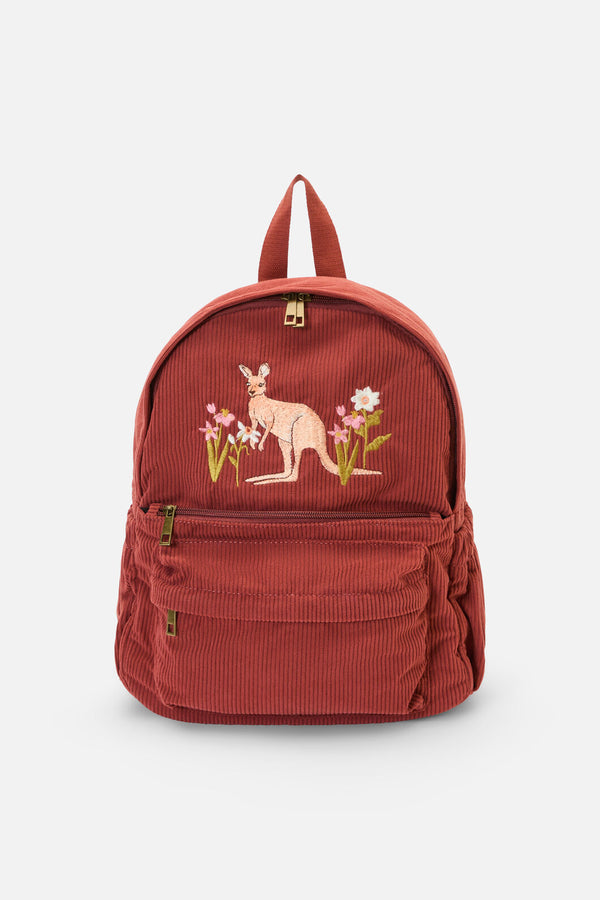Princess Highway - Kangaroo Embroidered Cord Backpack - tan
