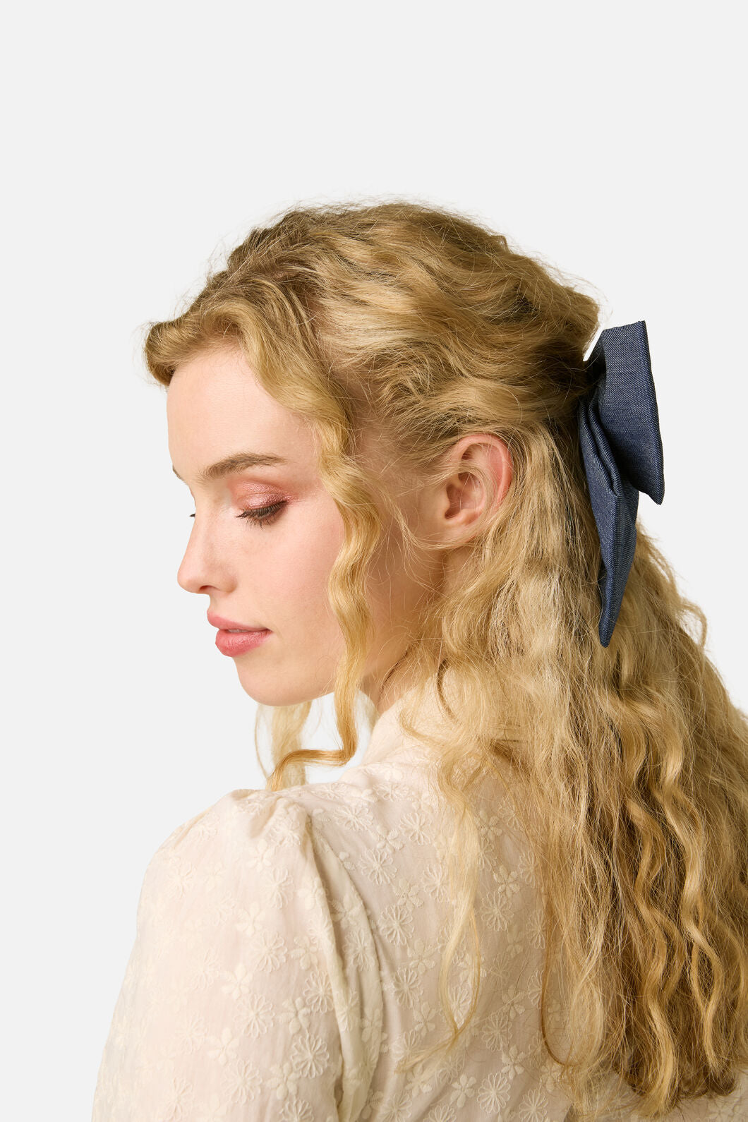 Princess Highway - Denim Bow Barrette Hair Clip - indigo