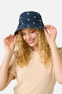 Princess Highway - Daisy Embroidered Denim Hat - indigo