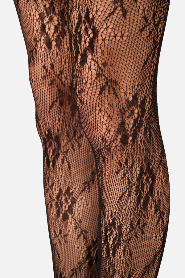 Princess Highway - Rose Fishnet Tights - black