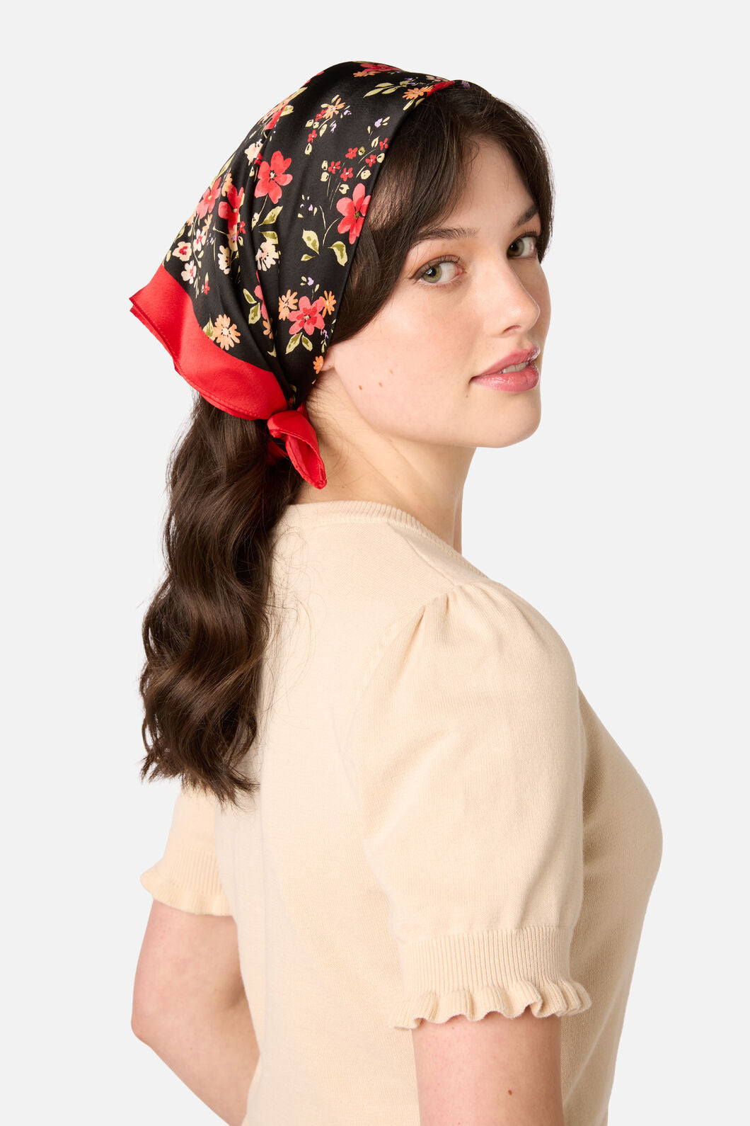 Princess Highway - Posy Satin Scarf - black