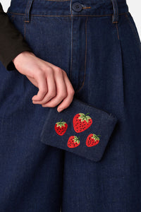 Princess Highway - Strawberry Embroidered Coin Purse - blue