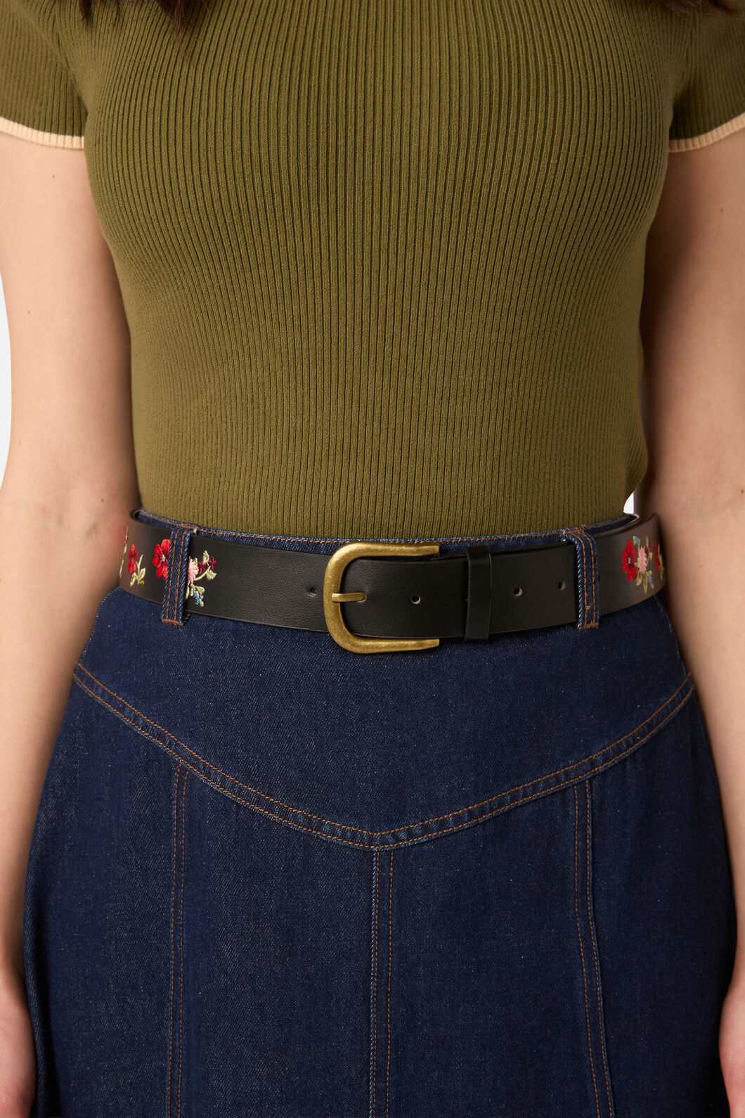 Princess Highway - Posy Embroidered Belt - black