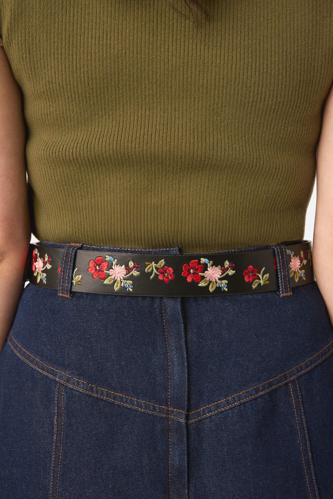 Princess Highway - Posy Embroidered Belt - black