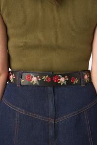 Princess Highway - Posy Embroidered Belt - black