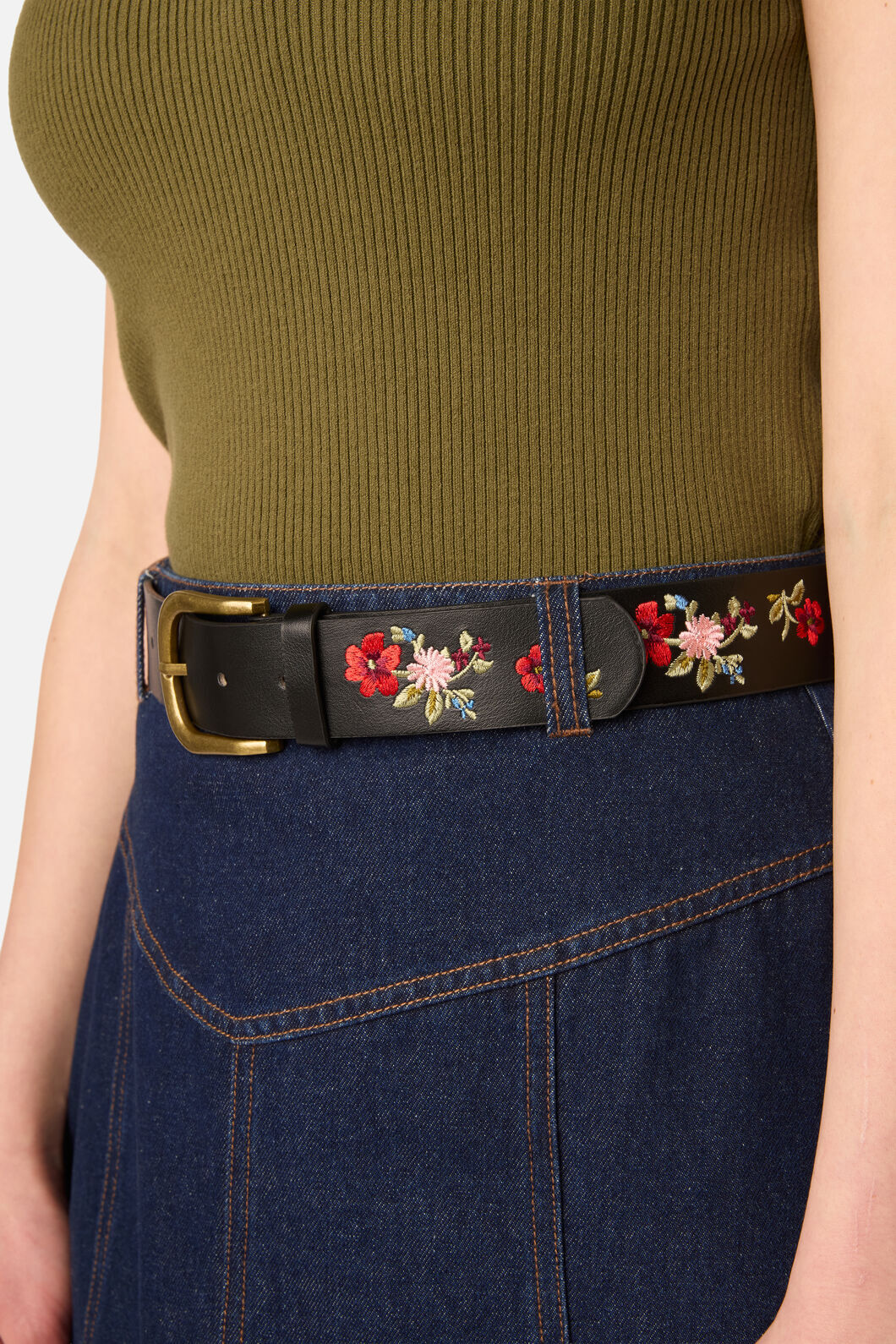 Princess Highway - Posy Embroidered Belt - black
