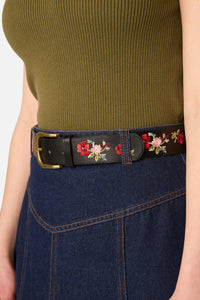 Princess Highway - Posy Embroidered Belt - black