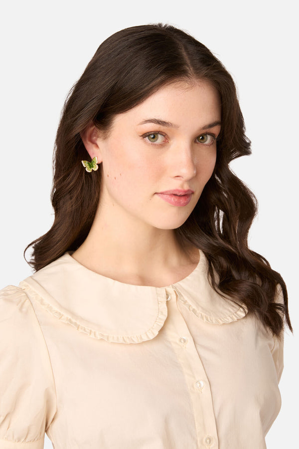 Princess Highway - Green Sparkle Butterfly Earrings - green