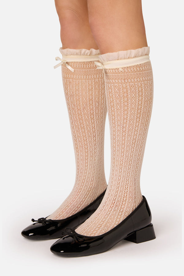 Princess Highway - Cream Lace Knee High Sock - cream