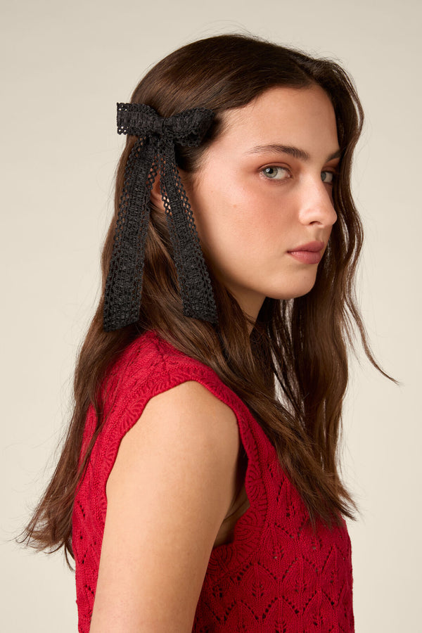 Princess Highway - Lace Edge Bow Hair Clip - black