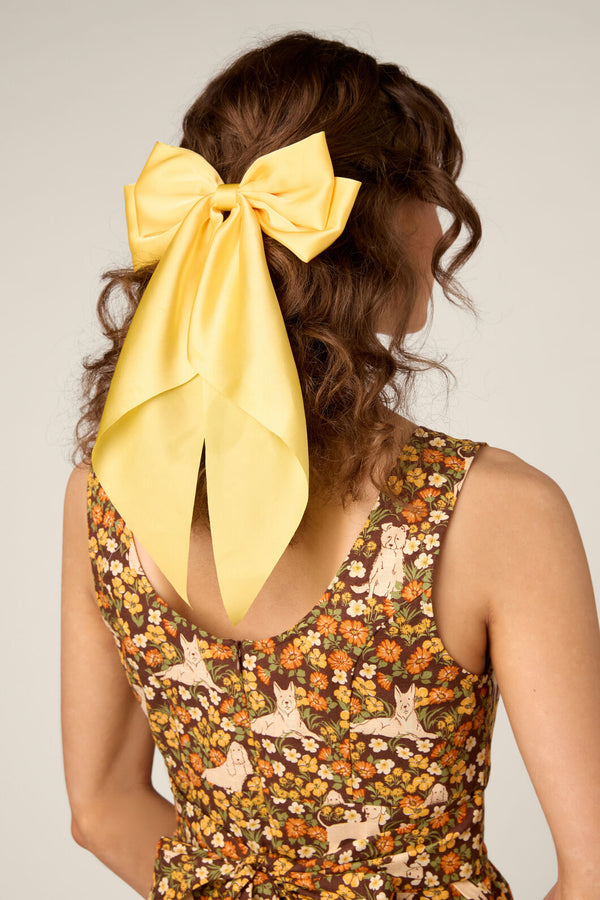 Princess Highway - Satin Bow Barrette Hair Clip - yellow