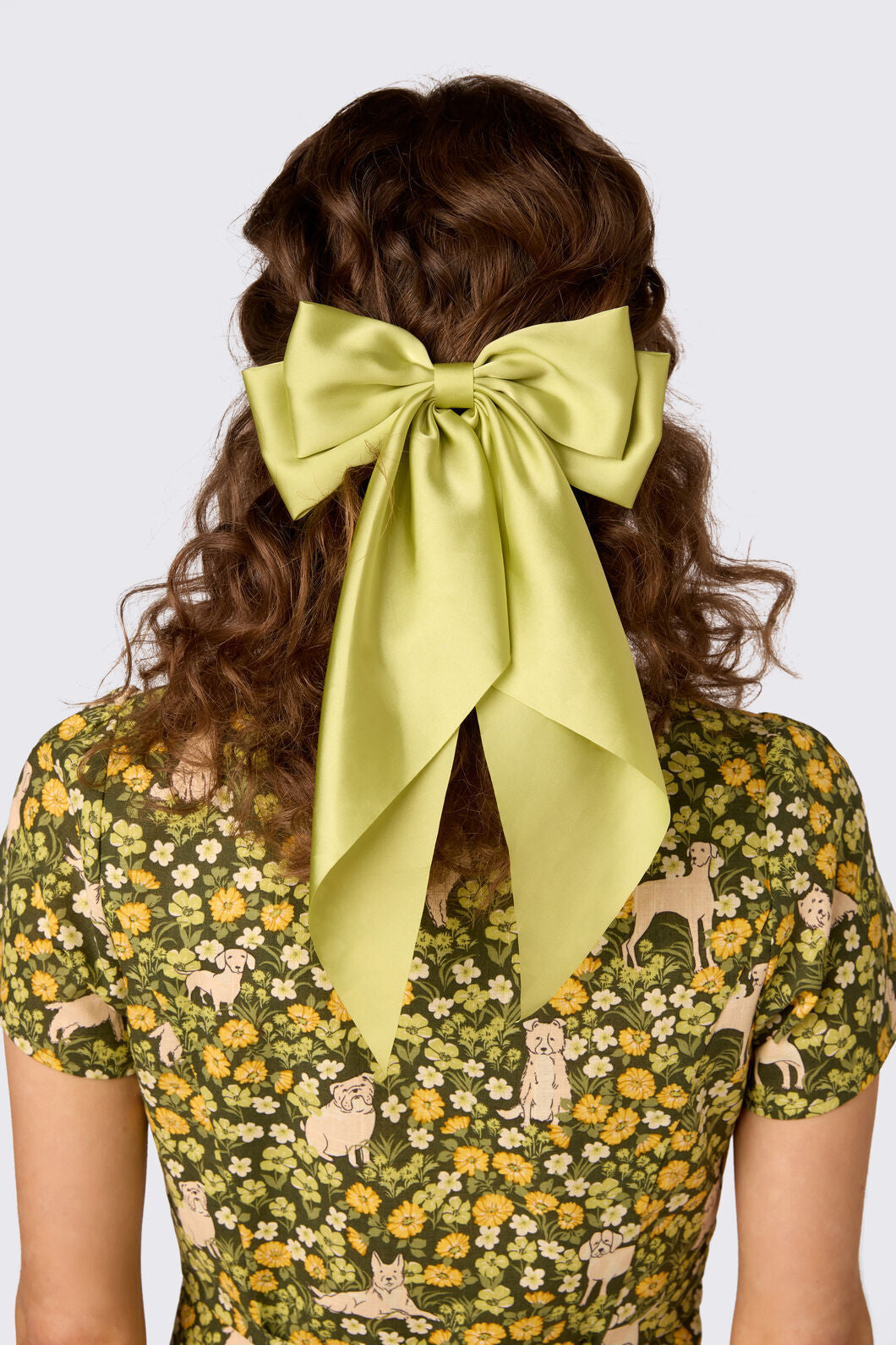 Princess Highway - Satin Bow Barrette Hair Clip - green