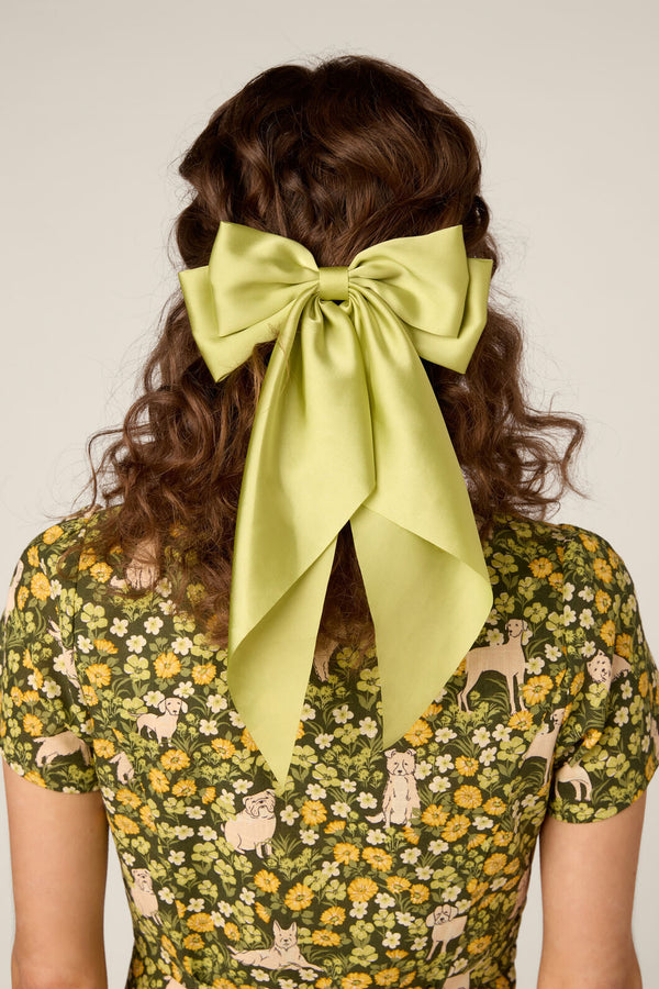 Princess Highway - Satin Bow Barrette Hair Clip - green