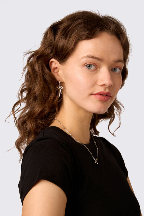 Princess Highway - Silver Bow Sleeper Earrings - silver