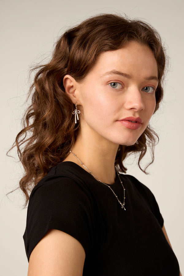 Princess Highway - Silver Bow Sleeper Earrings - silver