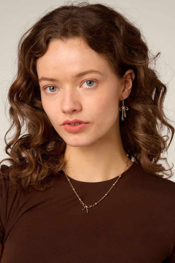Princess Highway - Gold Bow Sleeper Earrings - gold