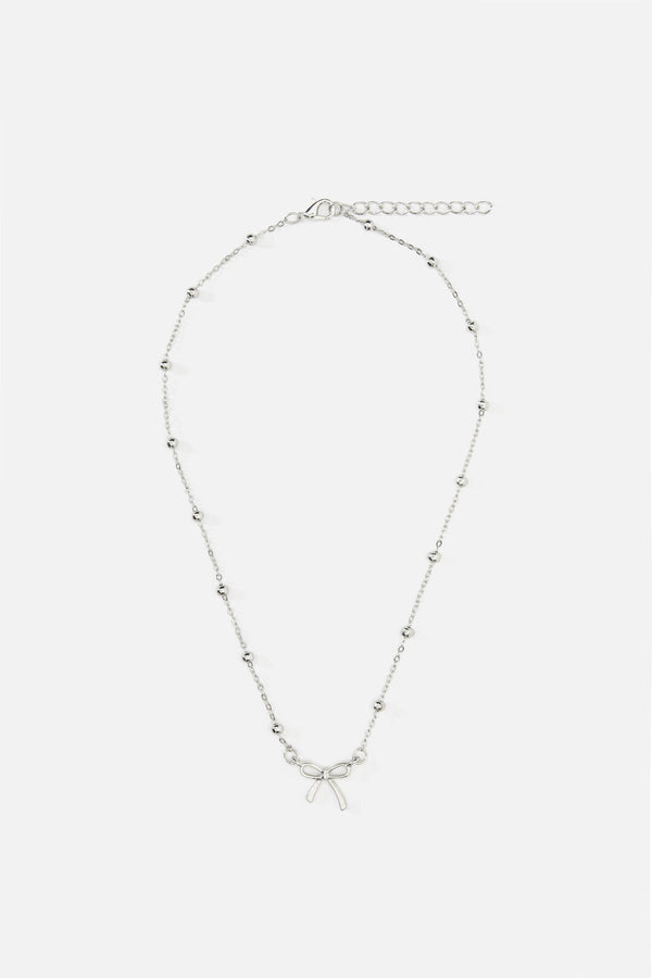 Princess Highway - Silver Bow Necklace - silver