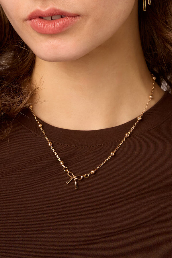 Princess Highway - Gold Bow Necklace - gold