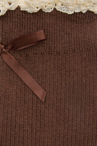 Princess Highway - Choc Bow Back Frill Socks - chocolate