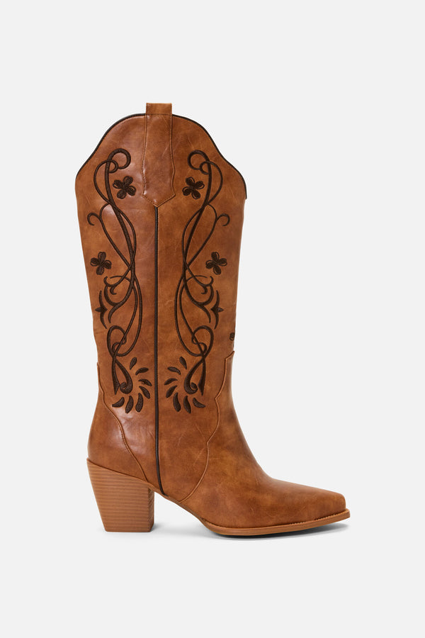 Princess Highway - Embroidered Western Boot - tan