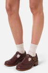 Princess Highway - Plum T Bar Brogue Shoe - plum