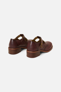 Princess Highway - Plum T Bar Brogue Shoe - plum
