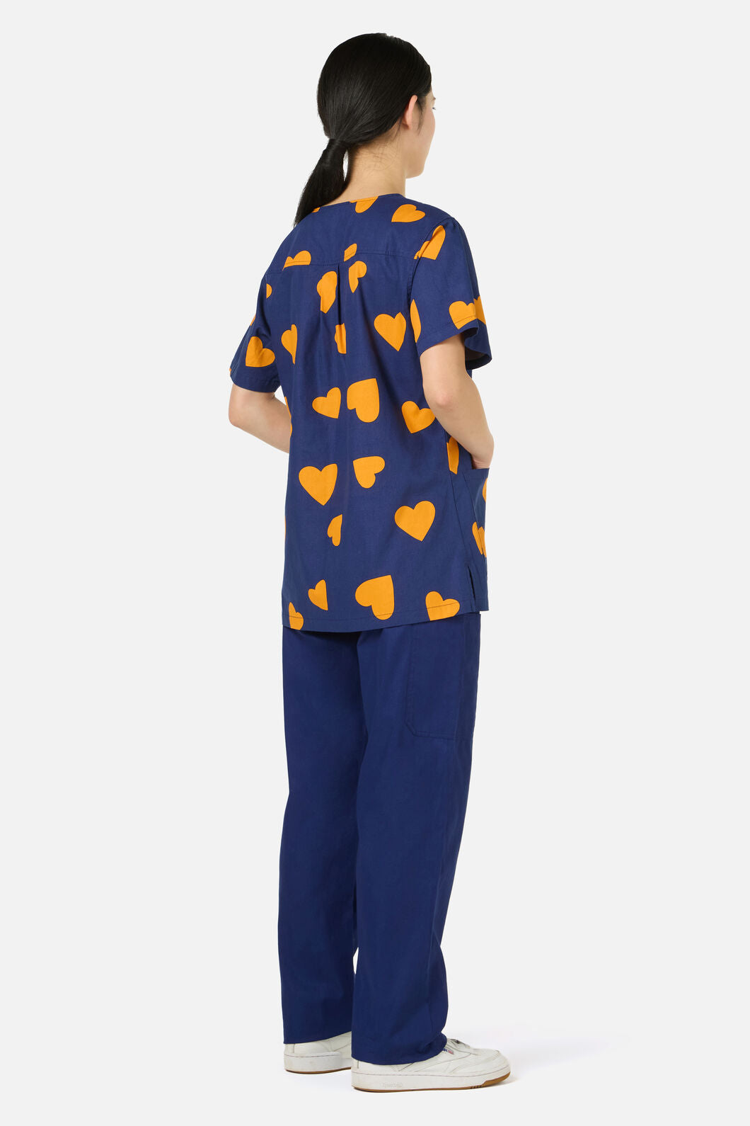 Princess Highway - Orange Hearts Top&Pant scrubs - navy