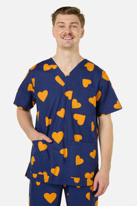 Princess Highway - Orange Hearts scrub set - navy