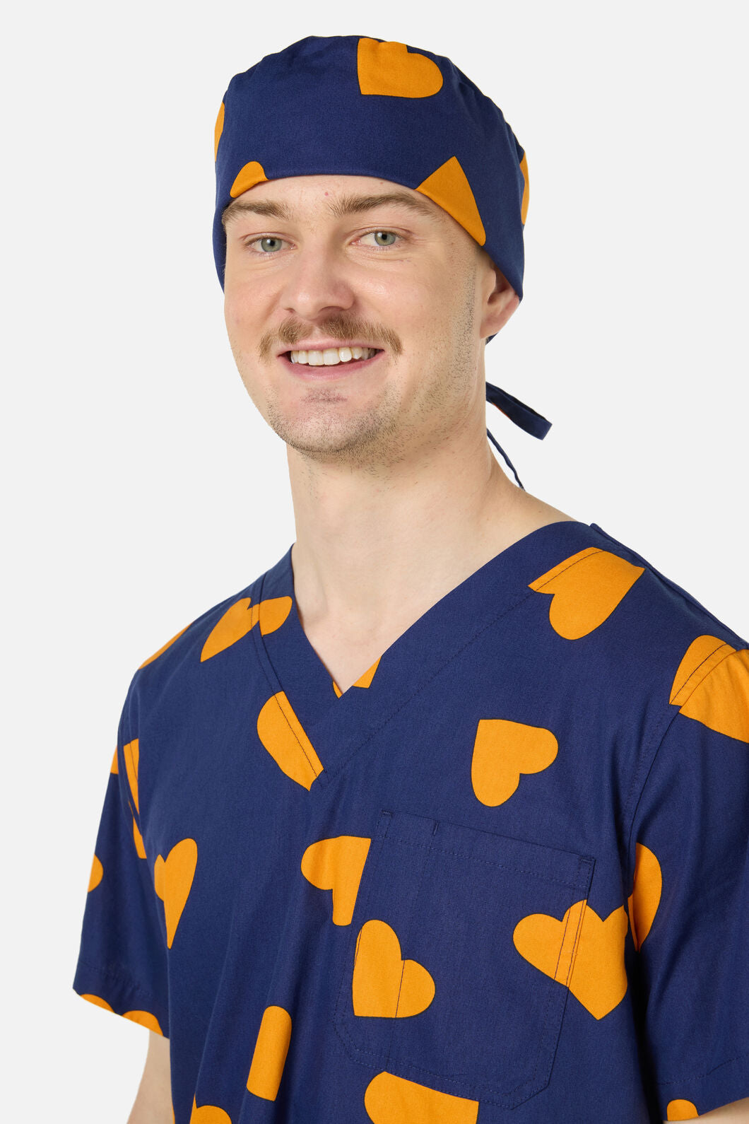 Princess Highway - Orange Hearts scrub hat - navy